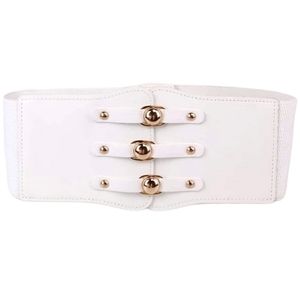 Elegant White Belt with Gold Accents